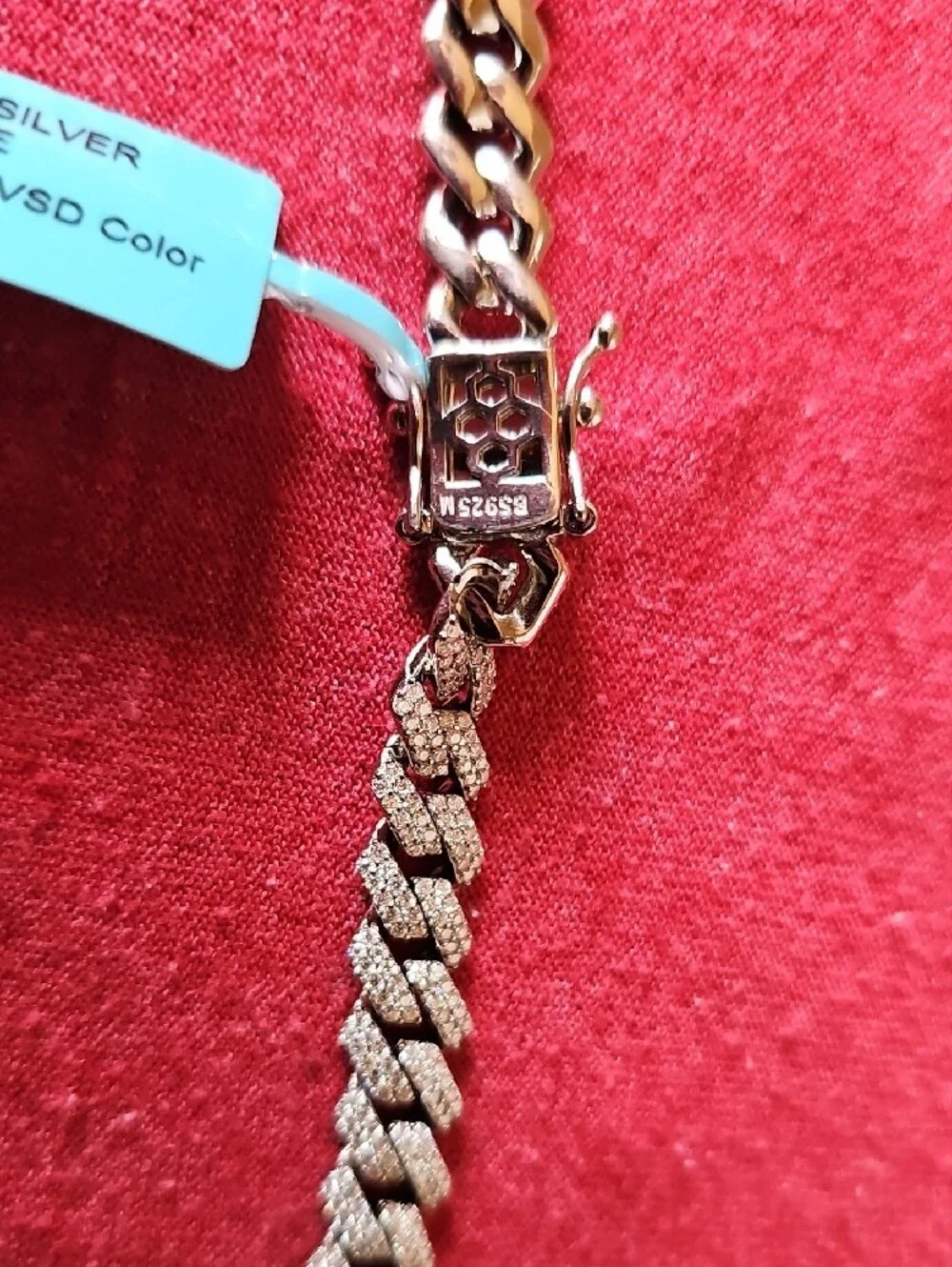 Sterling Silver Pave Cuban Link Necklace Covered In Moissanite